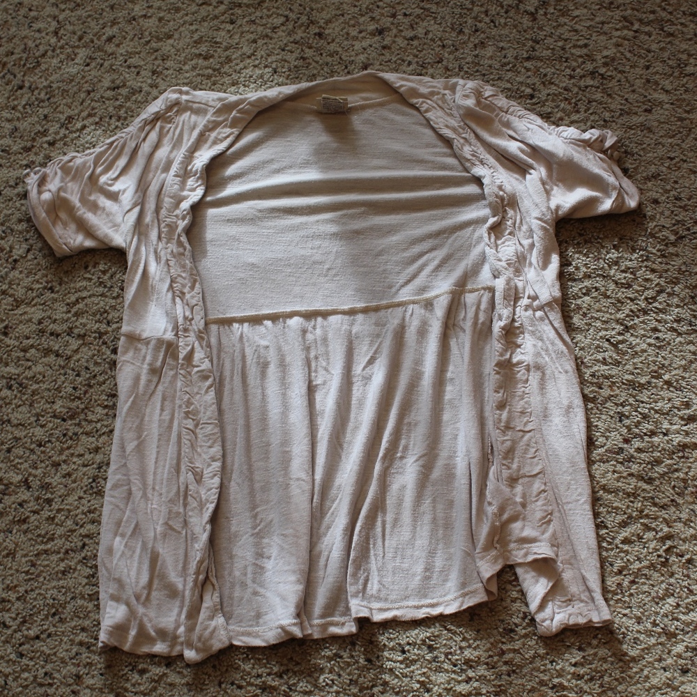 Cream Short Sleeve Cardigan